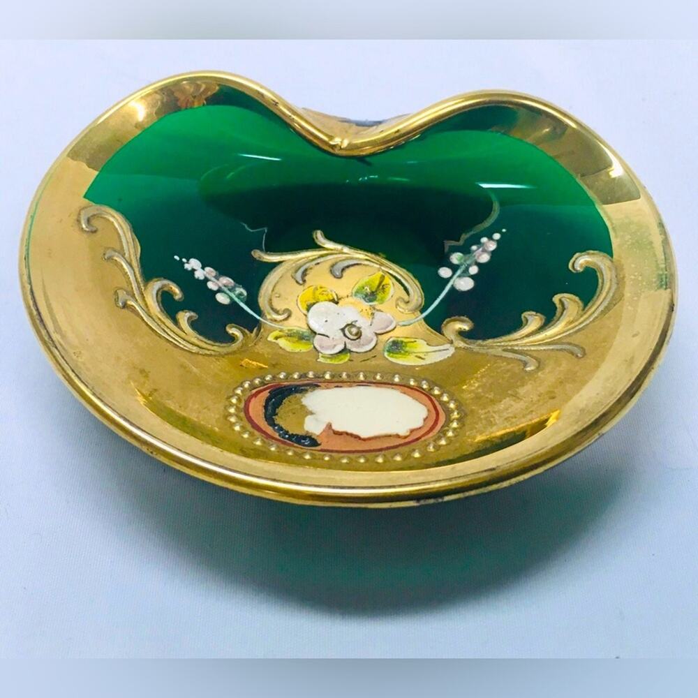 Small Bohemian Glass Trinket or Jewelry Dish